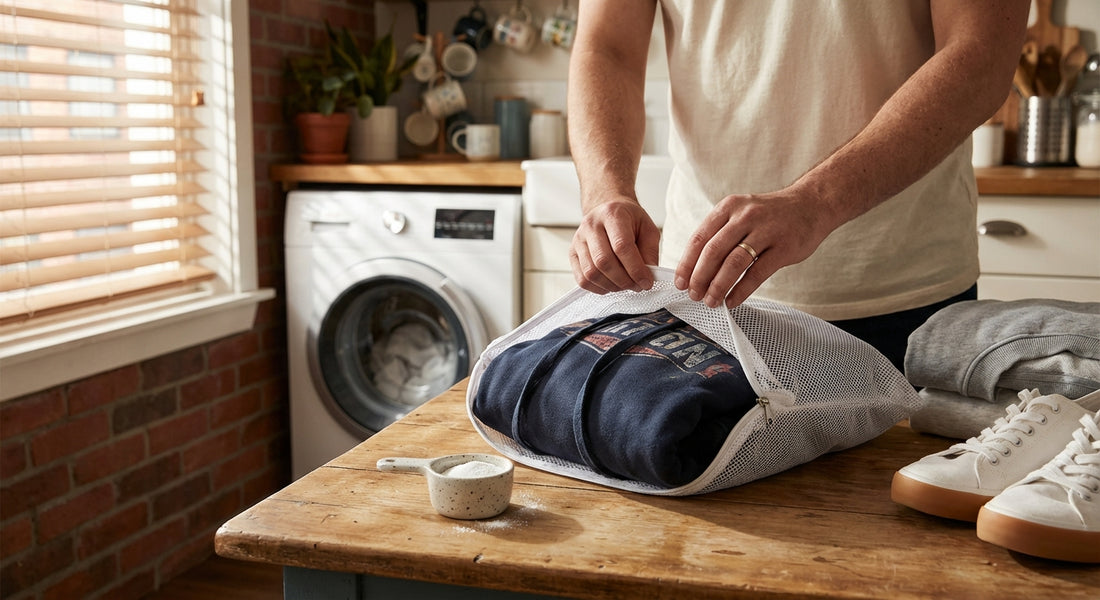 Hoodie im Waschbeutel waschen: Wann es sinnvoll ist (und wann nicht) – Print & Stoff schützen